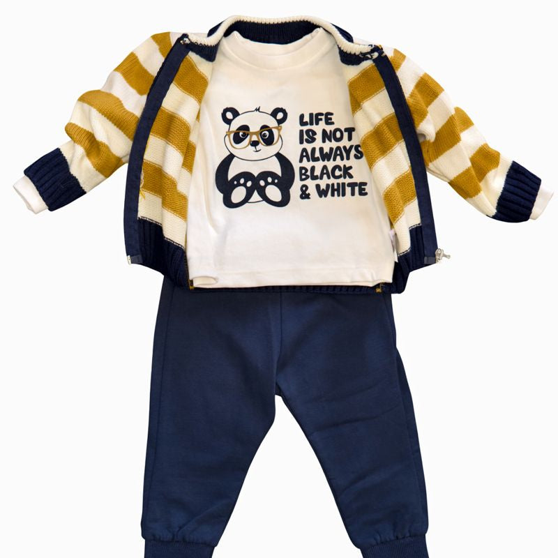 Panda Sweater Boys Set  – 3 Pieces