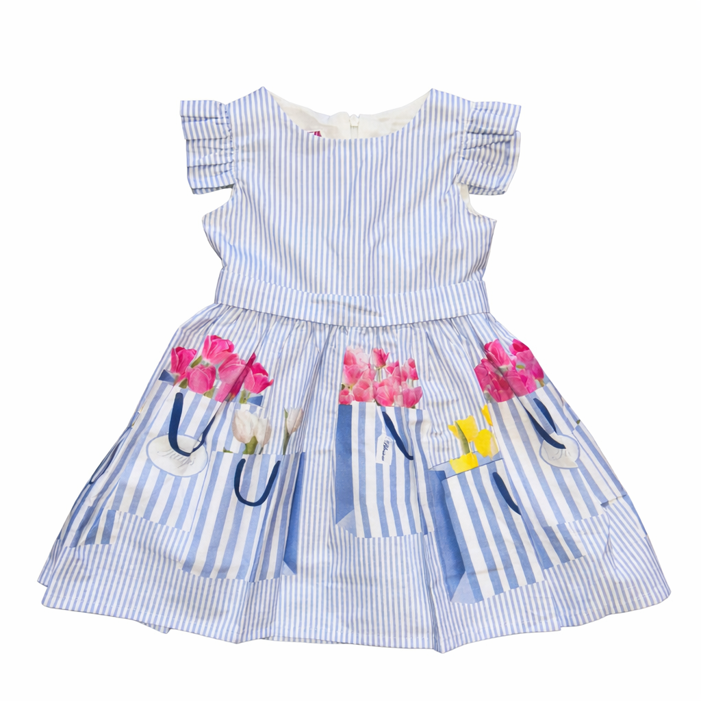 Girls 2-Piece Dress Set with White Bolero Jacket