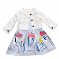 Girls 2-Piece Dress Set with White Bolero Jacket