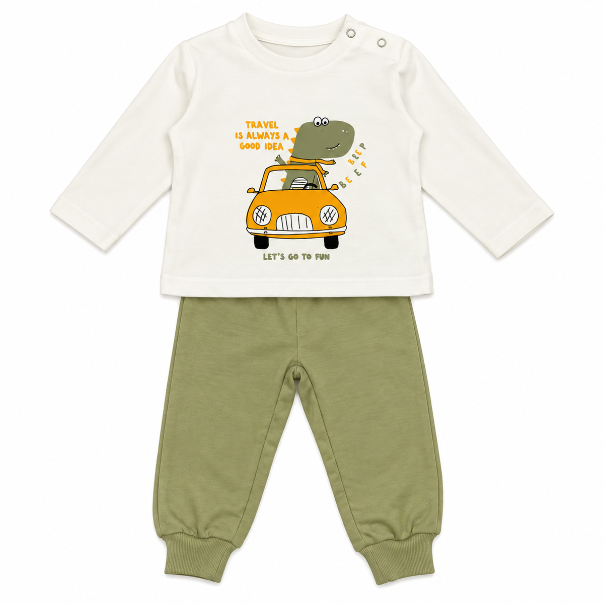 Baby Boys Dinosaur 3-Piece Cotton Tracksuit Set