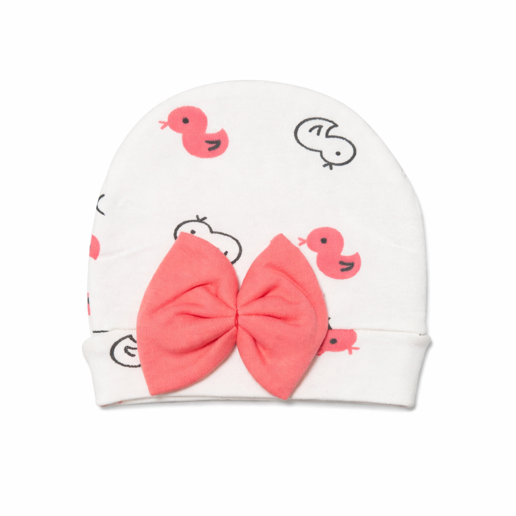 Girls 3-Pieces Duck Print Cotton Set – White & Pink