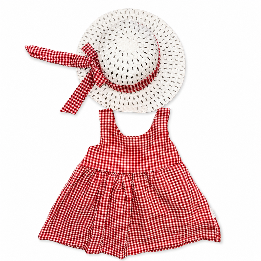 Girls Dress with Hat Set - 2 Pieces
