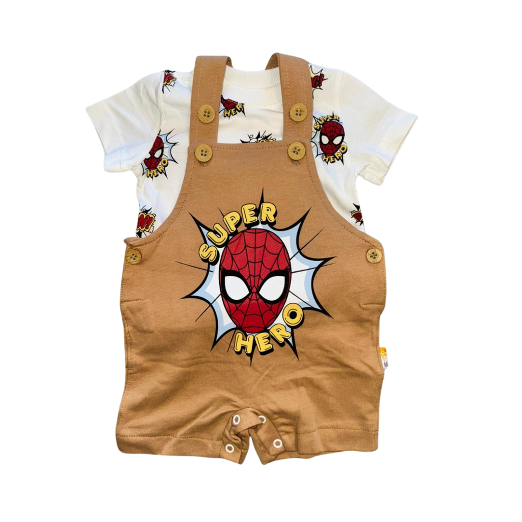 Boys Spider-Man Overall with White T-Shirt Set - 2 Pieces