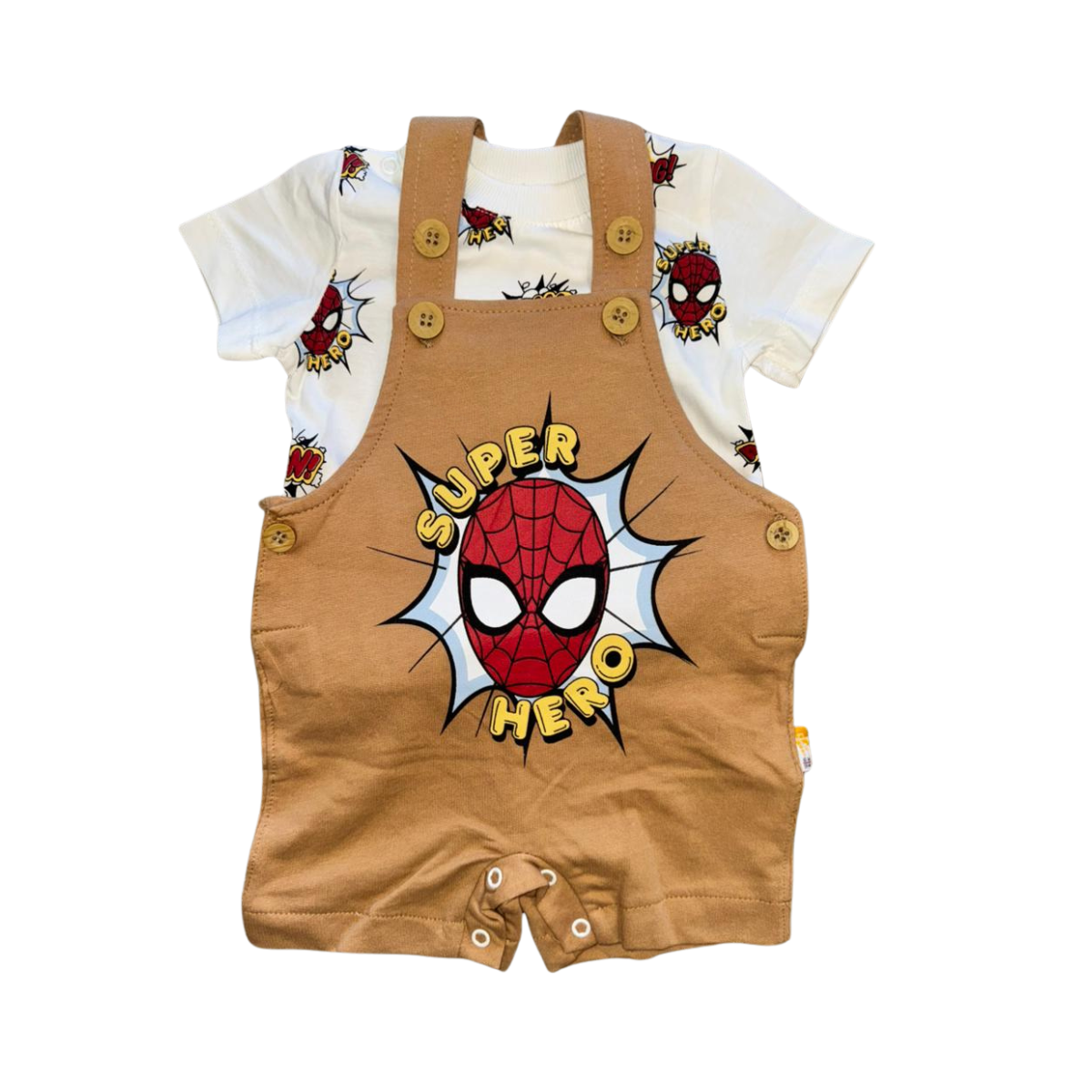 Boys Spider-Man Overall with White T-Shirt Set - 2 Pieces