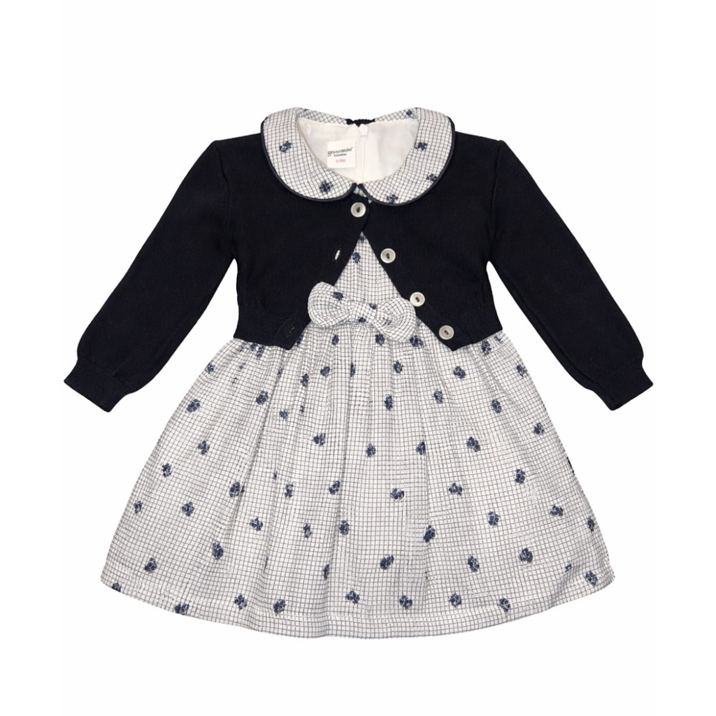 Navy & White Marcelise Dress & Bolero Set