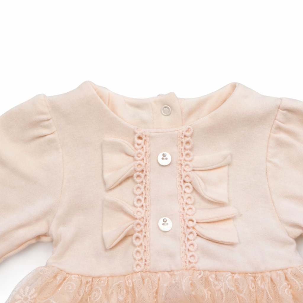 Girls Saumon Lace & Cotton Dress Set