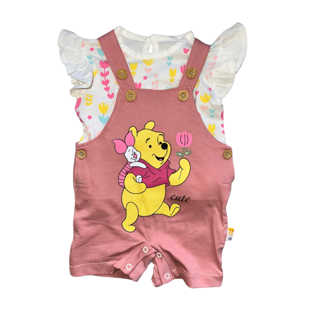Girls Set 2 Pieces Cotton T-Shirt & Winnie the Pooh Overall