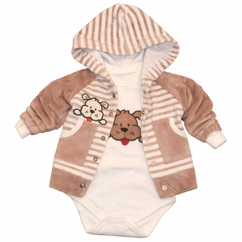White & Brown Boys Set – 3 Pieces