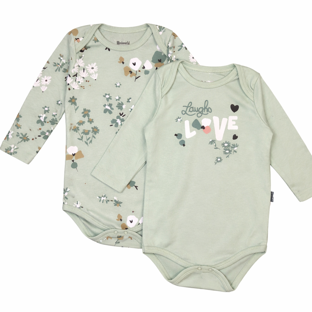 Girls Floral Set – 2 Pieces Fresh Green Cotton