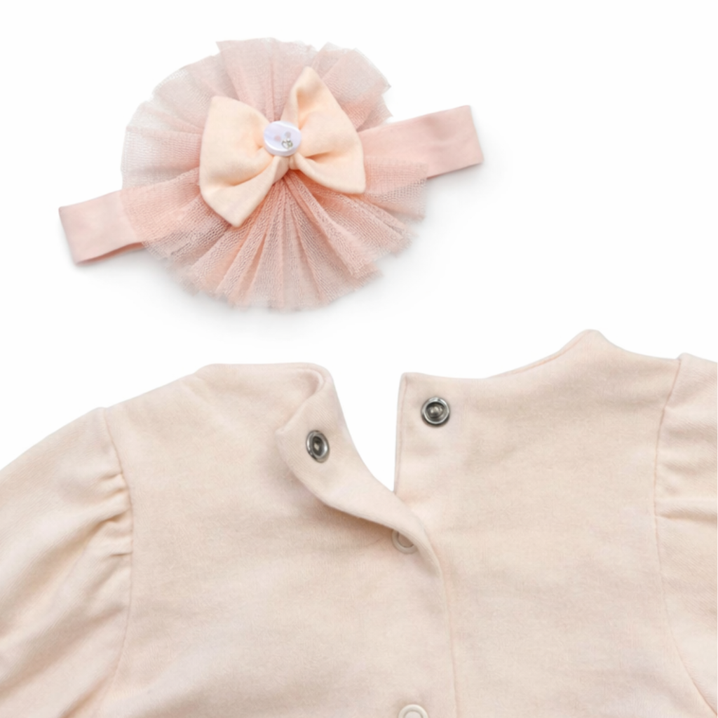 Girls Saumon Lace & Cotton Dress Set