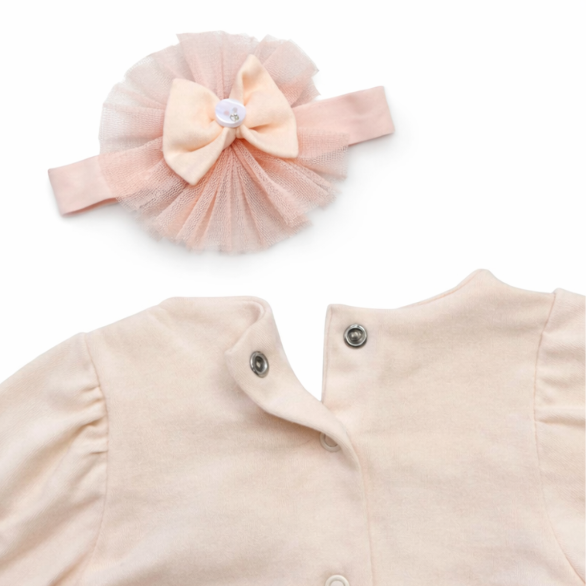 Girls Saumon Lace & Cotton Dress Set
