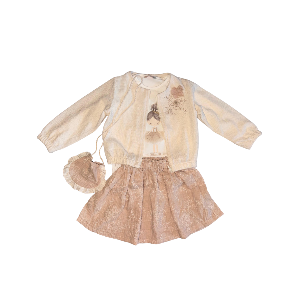 Girls Skirt & Cardigan with Mini Crossbody Bag