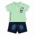 Boys 2 Pieces Polo Snoopy & Jeans Shorts Set