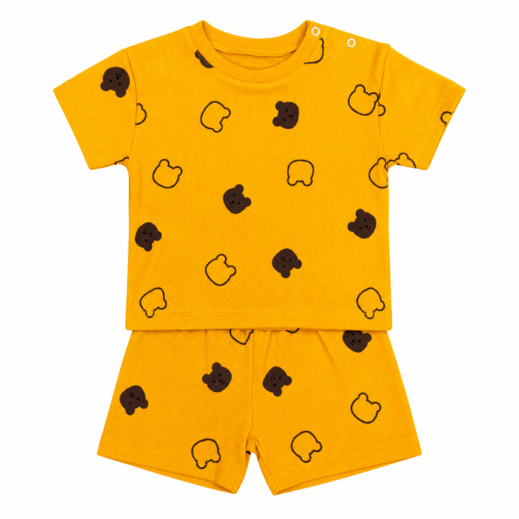 Boys Cotton Teddy Bear Print Set – 2-Pieces
