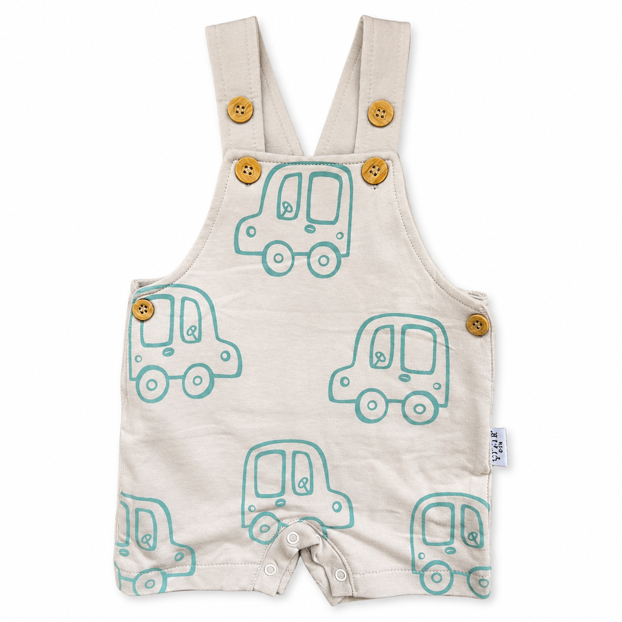 Boys Set 2 Pieces Cotton T-Shirt & Car Print Overall