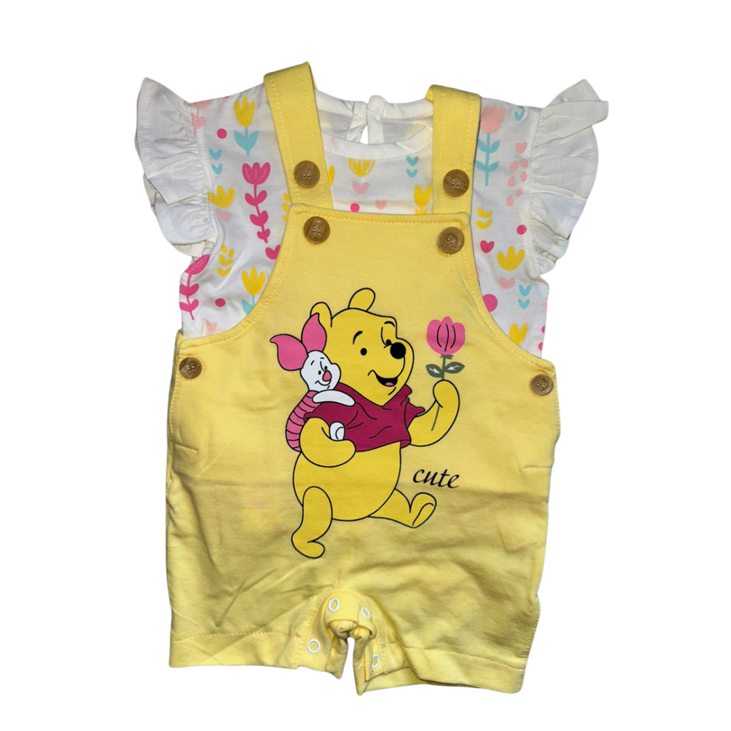Girls Set 2 Pieces Cotton T-Shirt & Winnie the Pooh Overall