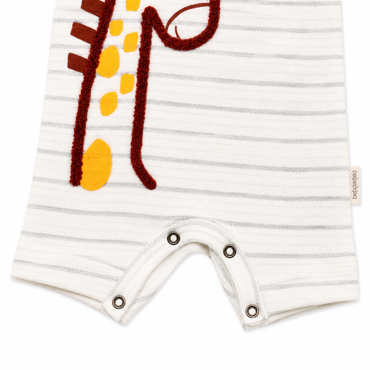 Unisex Cotton Romper with Giraffe Print in White and Gray