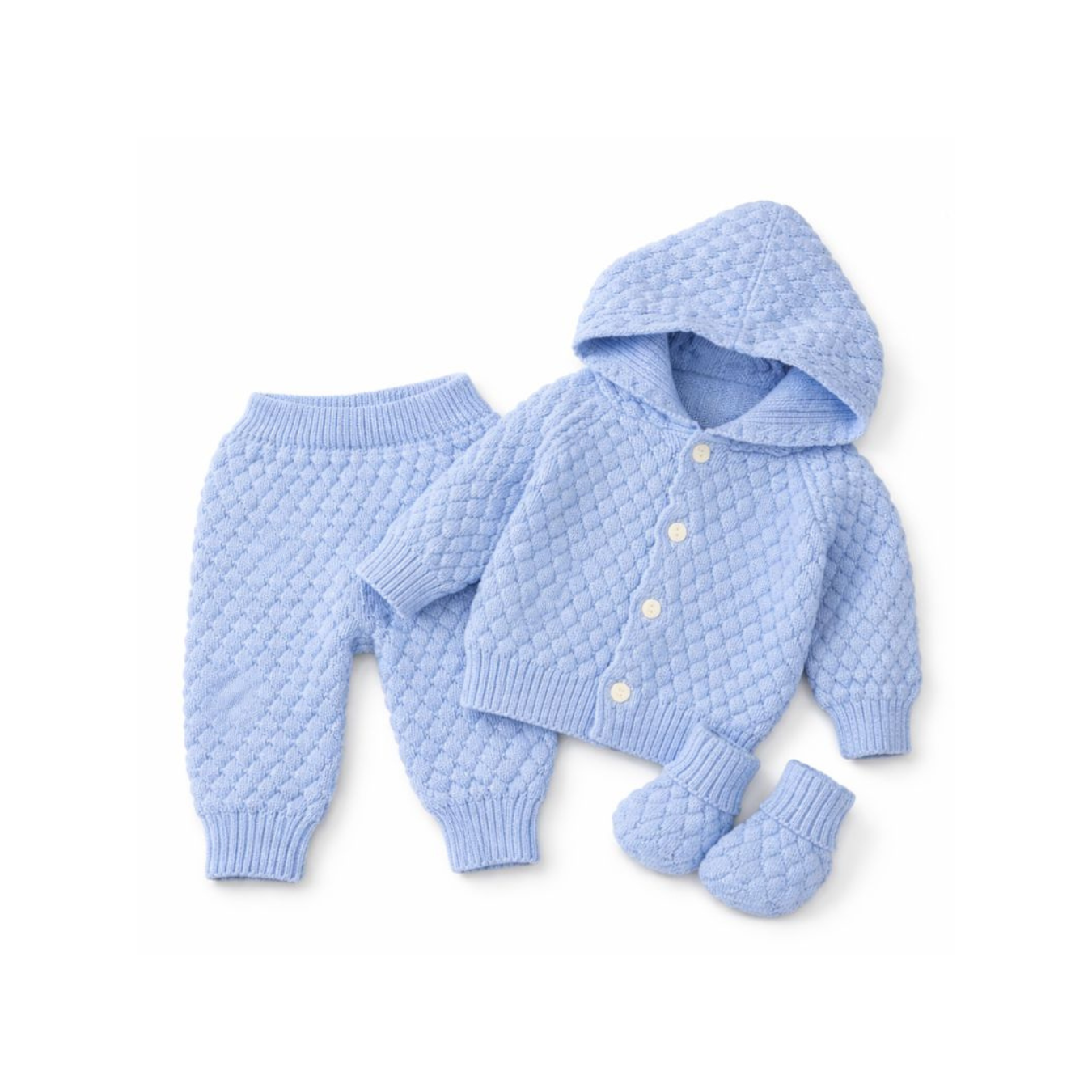 Unisex Newborn Blue Knitted Set – 3 Pieces