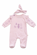 Organic Cotton Baby Girl Jumpsuit with Bandana
