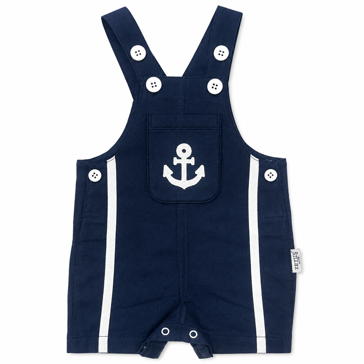 Boys Marine Linen Overall Set with Cotton White T-Shirt