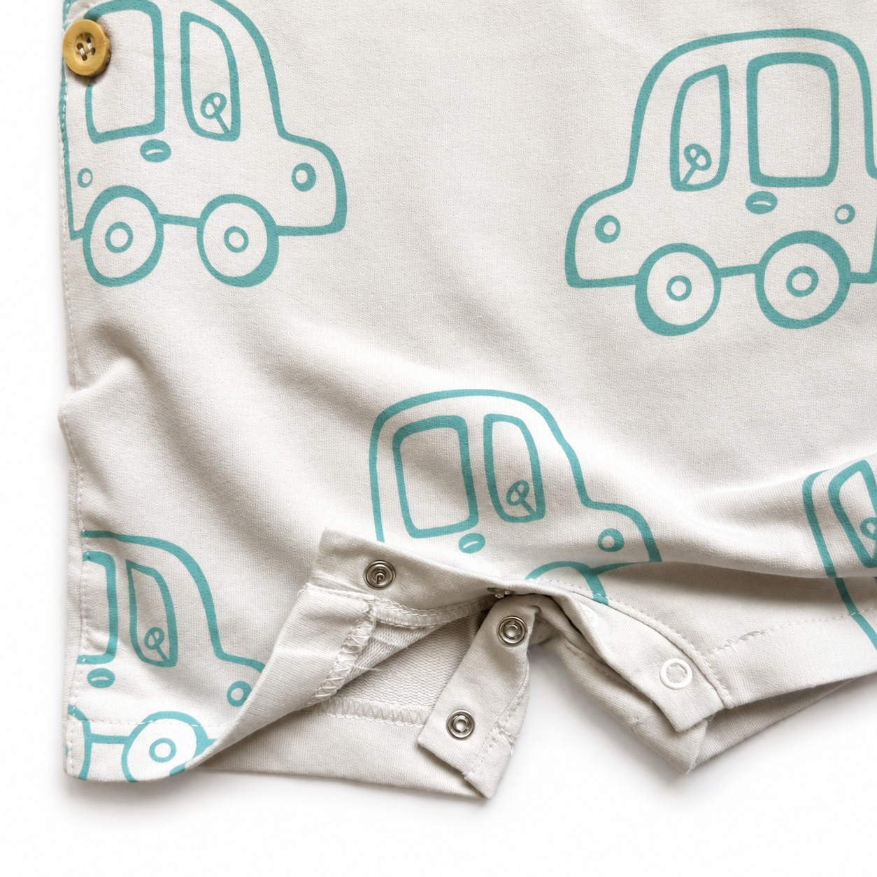 Boys Set 2 Pieces Cotton T-Shirt & Car Print Overall