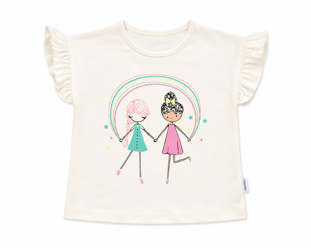 Pink Shorts and White Graphic Blouse Set 2-Pieces