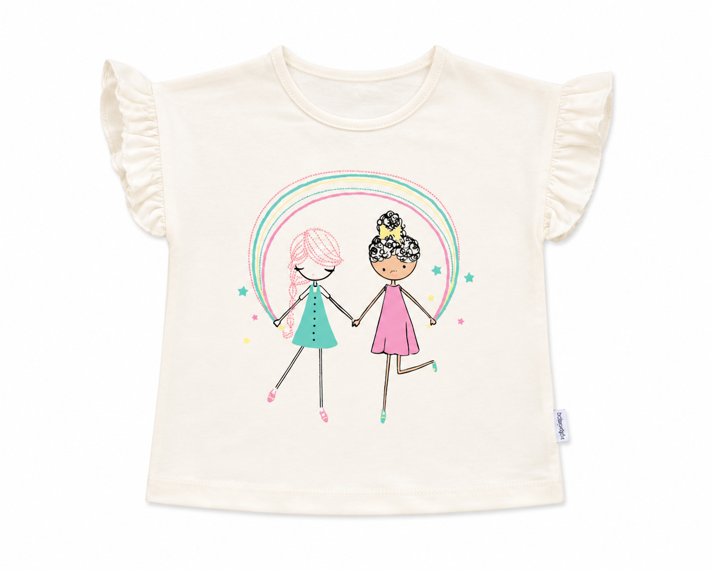 Pink Shorts and White Graphic Blouse Set 2-Pieces