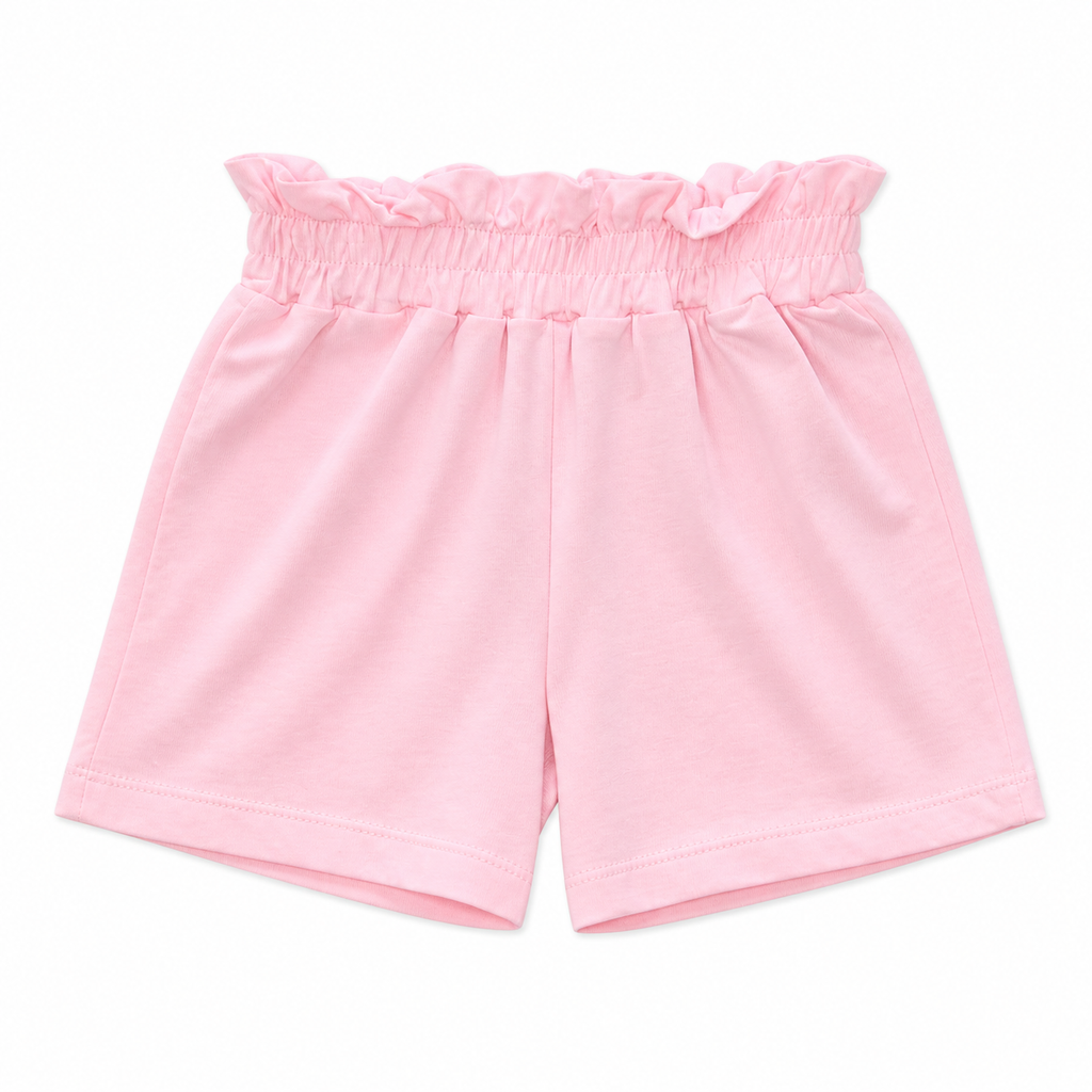 Pink Shorts and White Graphic Blouse Set 2-Pieces