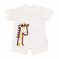Unisex Cotton Romper with Giraffe Print in White and Gray