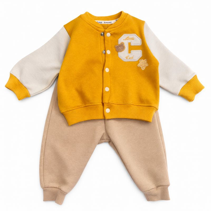 Mustard Fleece Set for Boys – 2 Pieces