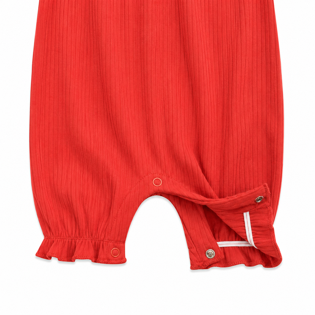 Girls Coral Cotton Jumpsuit