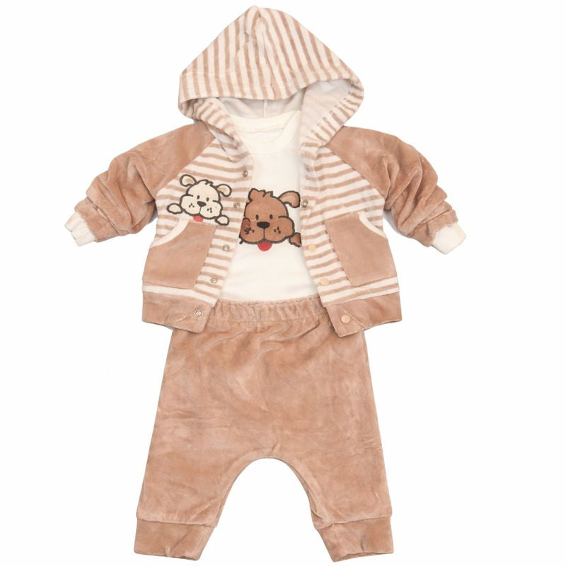 White & Brown Boys Set – 3 Pieces