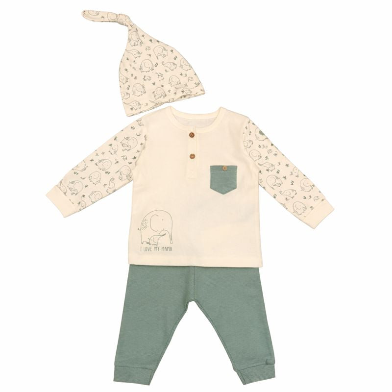 Organic Cotton Elephant Baby Set – 3 Pieces