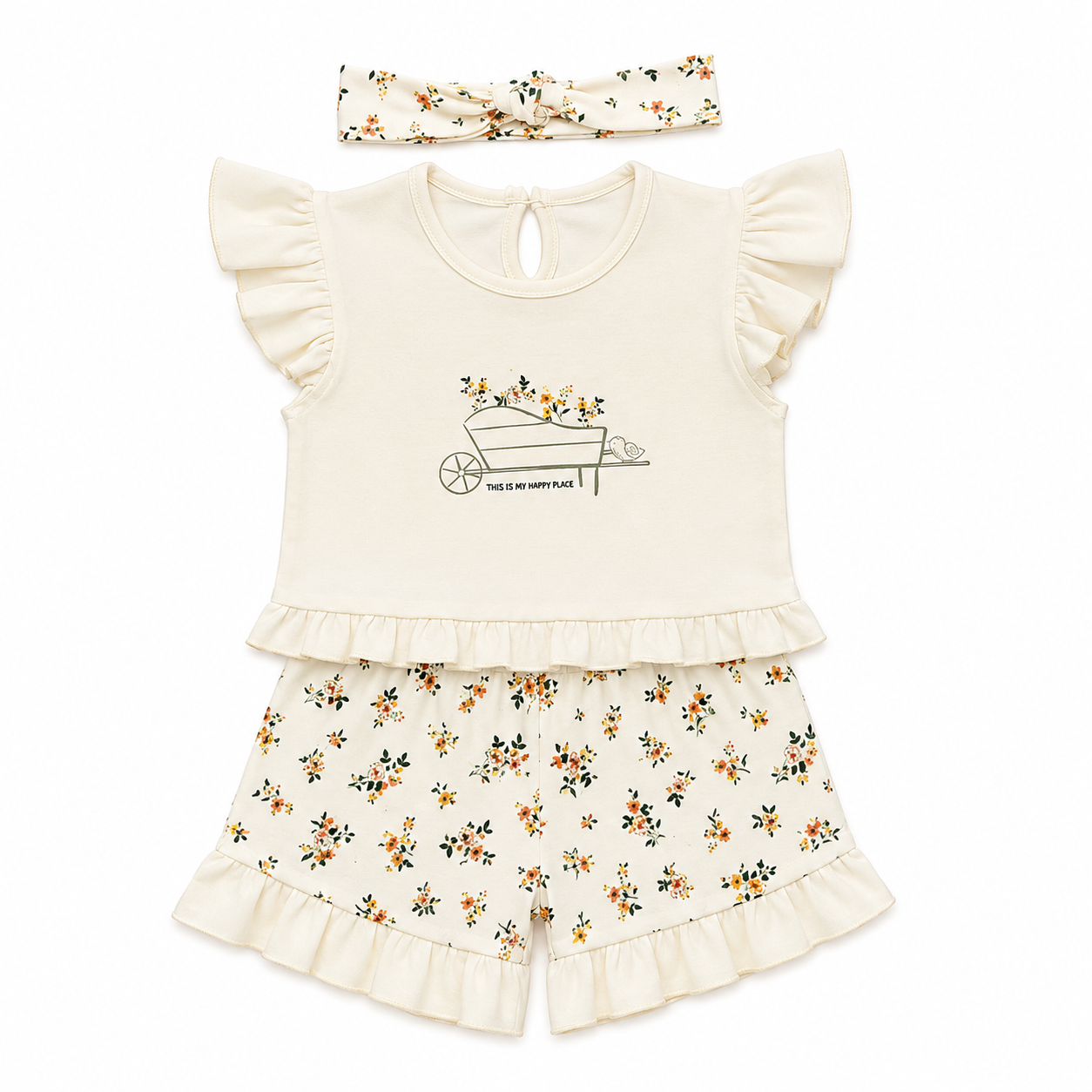 Girls Floral Cotton Set – 3 Pieces