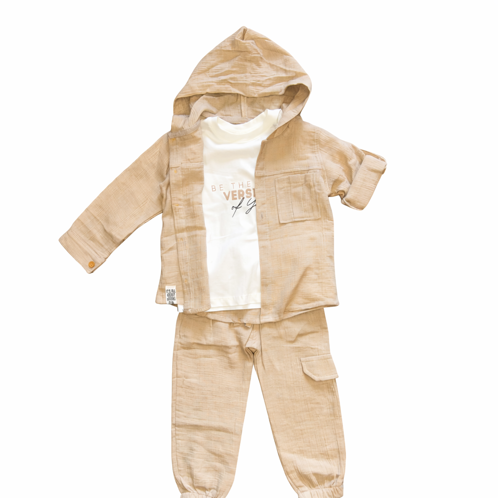 Boys 3-Piece Beige Linen Set