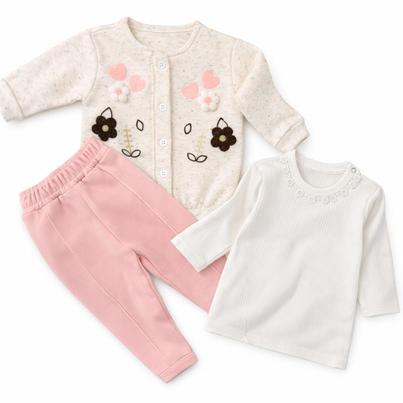White & Pink Cozy Fleece 3-Piece Set