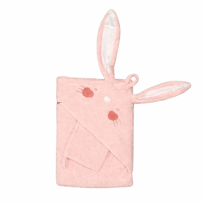 Bunny Hooded Baby Bath Towel with Loofah