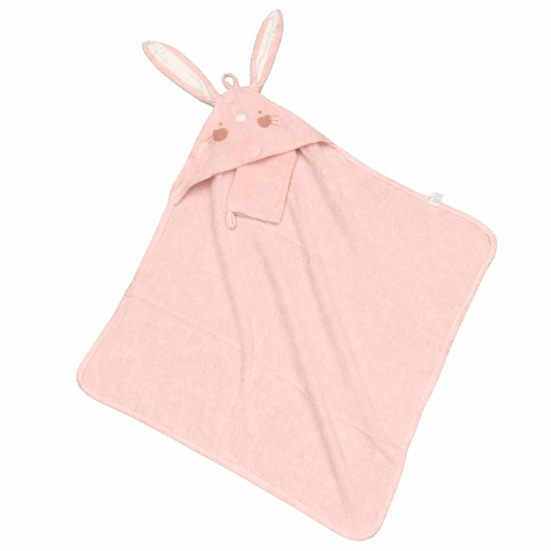 Bunny Hooded Baby Bath Towel with Loofah