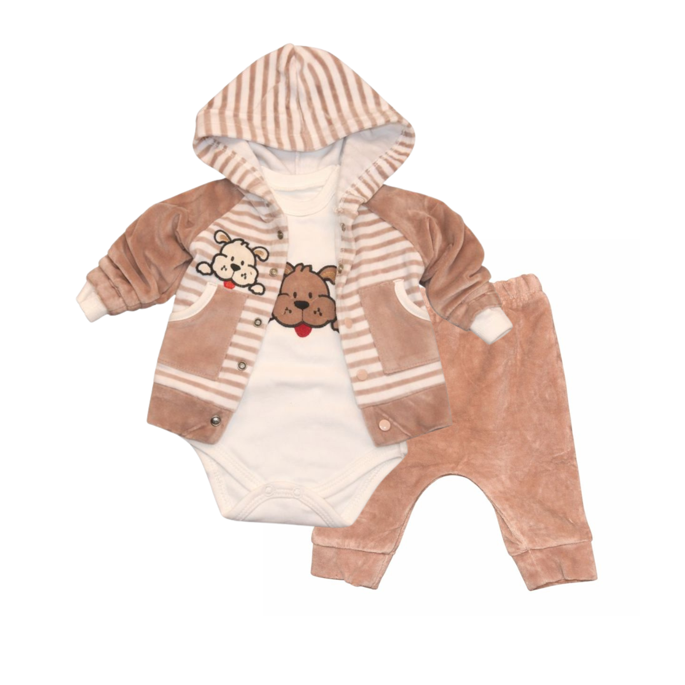 White & Brown Boys Set – 3 Pieces