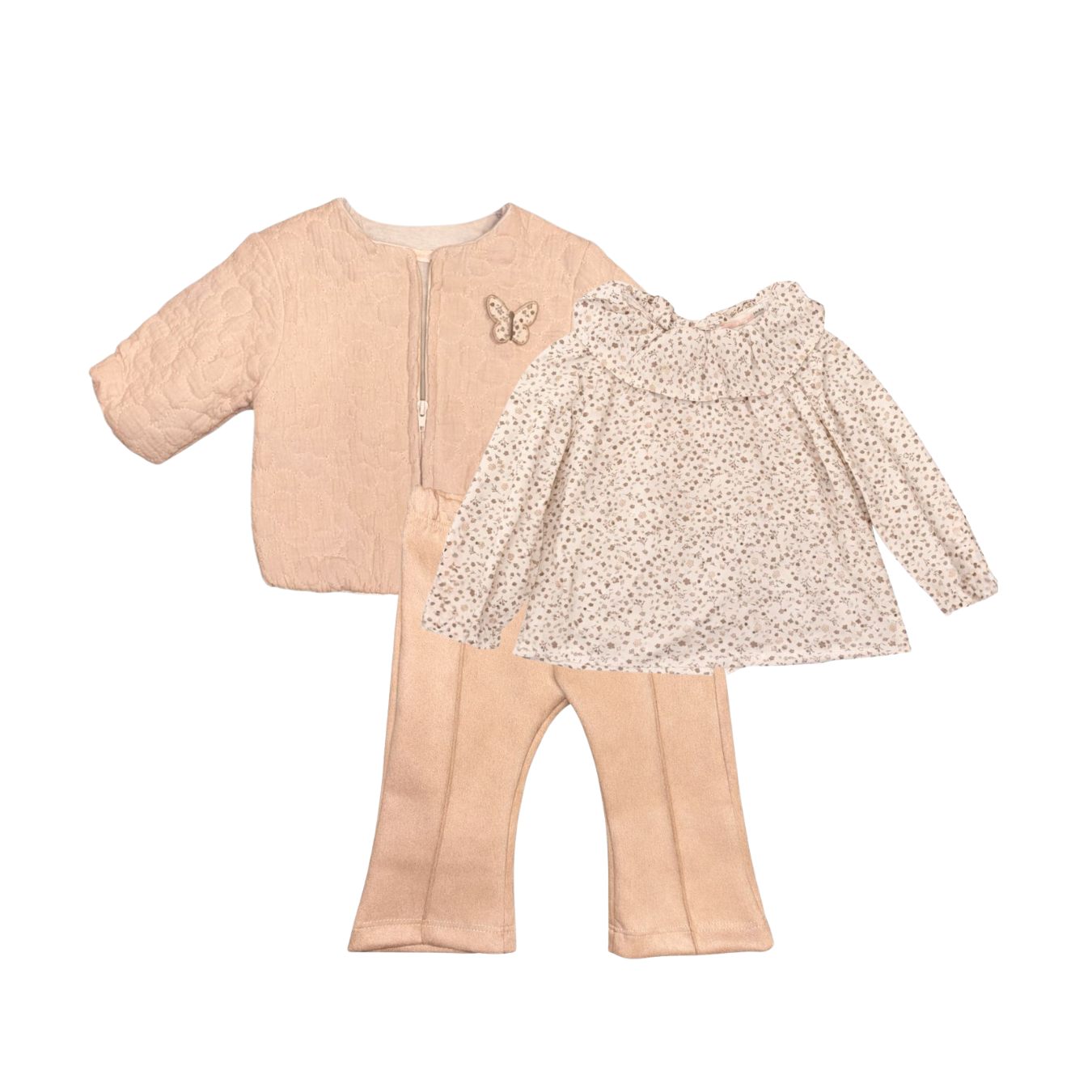 Classy Girls Velvet Beige Set – 3 Pieces