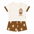 Linen Set with Labubu Print in Brown and White – 2-Piece Set