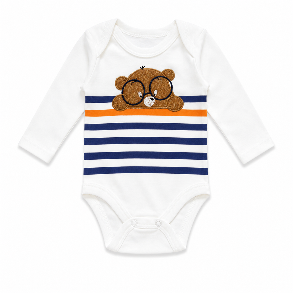 Boys Teddy Bear Striped 3-Piece Hooded Set