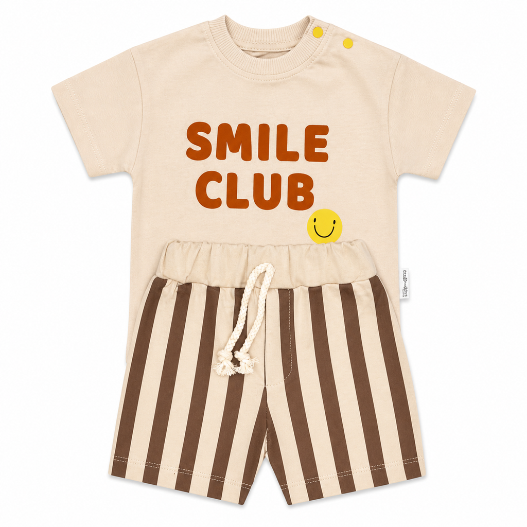 Graphic T-Shirt and Striped Shorts Set 2-Pieces