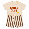 Graphic T-Shirt and Striped Shorts Set 2-Pieces