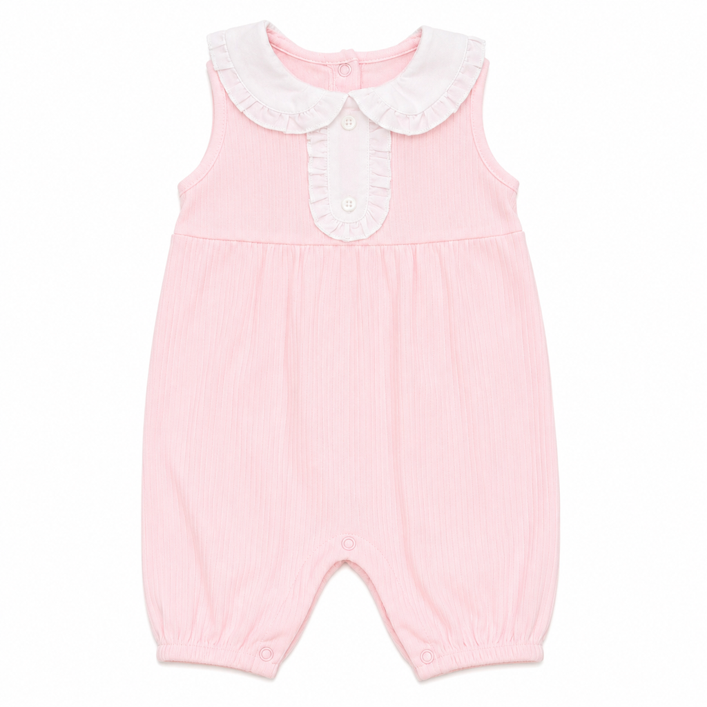 Girls Pink Cotton Jumpsuit
