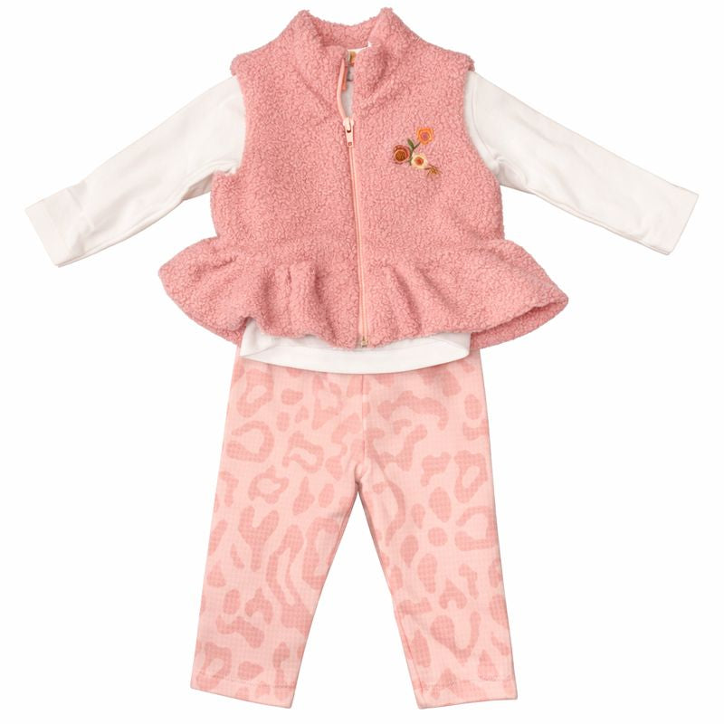 Leopard Print Soft Wool Girls set – 3 pcs