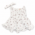 Girls Floral Linen Dress with Headband - 2 Pieces