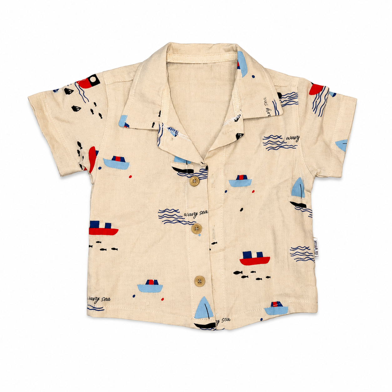 Boys 3 Pieces Sailor Linen Shirt & Shorts Set with Cotton White T-Shirt