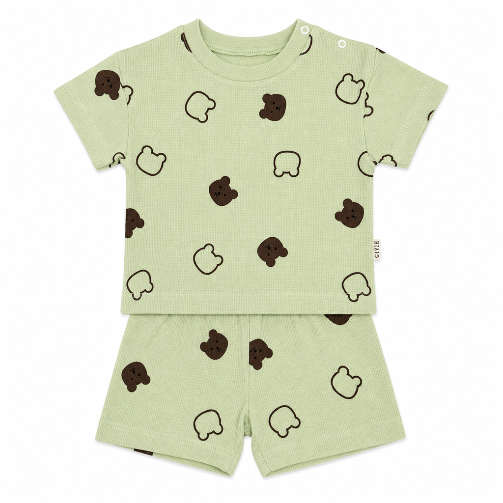 Boys Cotton Teddy Bear Print Set – 2-Pieces