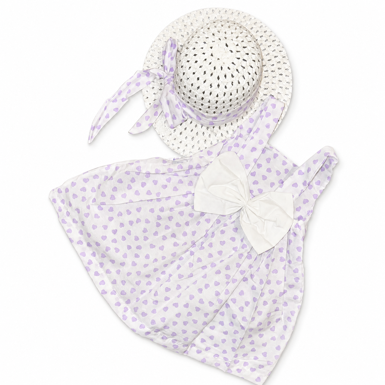 Girls Heart Dress with Hat Set - 2 Pieces